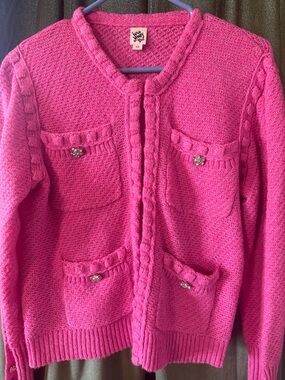 ivy jane Hot Pink Open-Weave Knit Sweater